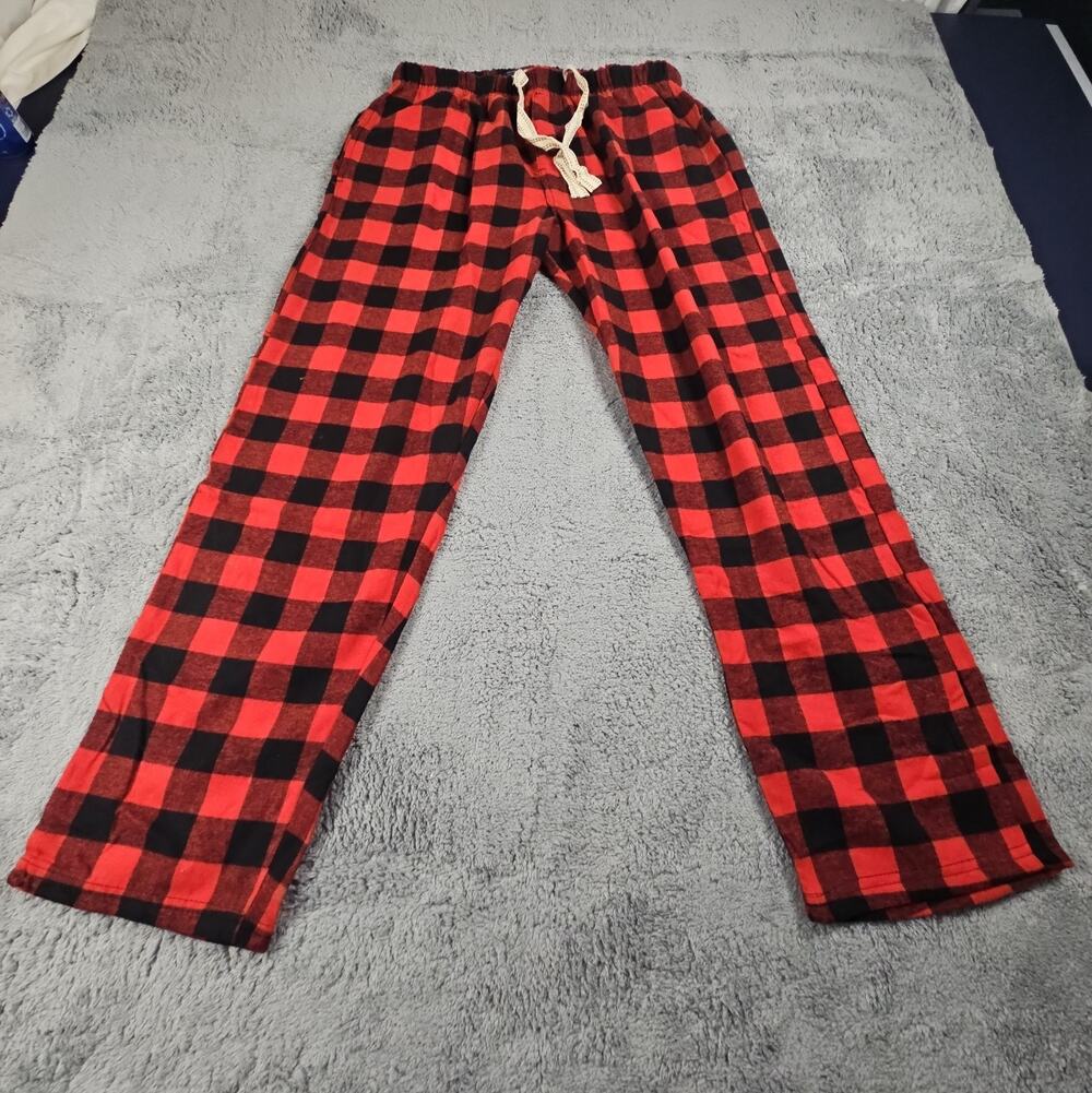 Mens Large Red Black Buffalo Plaid Pajama Pants Cotton blend by Bottoms Out